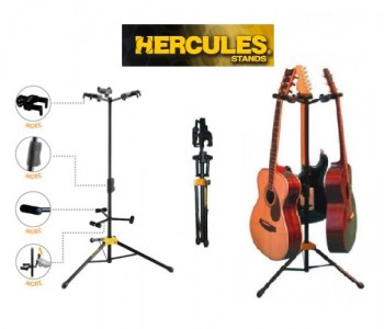 Hercules Stands GS432B Plus Acoustic/Electric/Bass Guitar Stand - Three guitar Stand