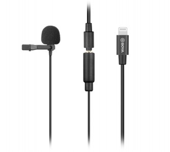 Boya BY-M2 Clip-on Lavalier Microphone for iOS devices.