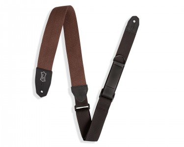 Levy's MRHC-BRN 3 inch Right Height Brown Cotton Leather Guitar Strap