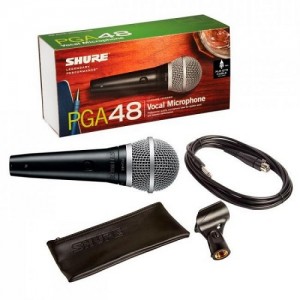Shure PGA48-QTR-E Dynamic Vocal Microphone with 1/4 inch to XLR Cable