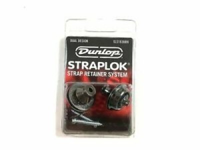 Dunlop SLS1036BN Straplok Dual Design Strap Retainer System - Black Chrome