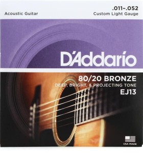 D'Addario EJ13 80/20 Bronze Acoustic Guitar Strings - .011-.052 Custom Light