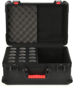 Gator GTSA-MIC15 ATA Molded 15 Microphone Case. Holds up to 15 wired microphones.