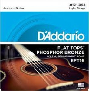 D'Addario EFT16 Flat Tops Phosphor Bronze Acoustic Guitar Strings - .012-.053 Light