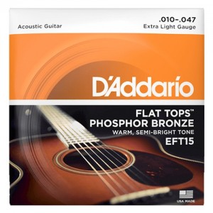 D'Addario EFT15 Flat Tops Phosphor Bronze Acoustic Guitar Strings - .010-.047 Extra Light