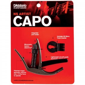 D'Addario PW-CP-10 NS Artist Capo Adjustable Tension - Black