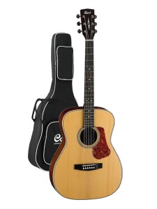 Cort L100C Natural Satin Grand Concert Acoustic Guitar with Bag