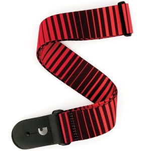 D'Addario P20S1507 Optical Stripes Art Guitar Strap, Red