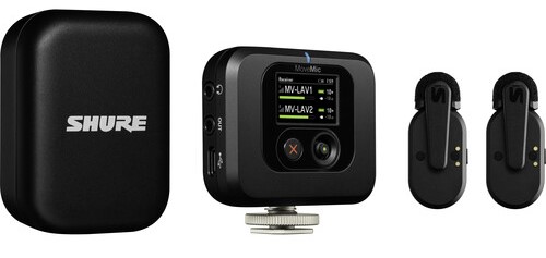 Shure MV-TWO-KIT-Z6 MoveMic Two Receiver Kit 2-Person Clip-On Wireless Microphone System for Mobile Devices and Cameras
