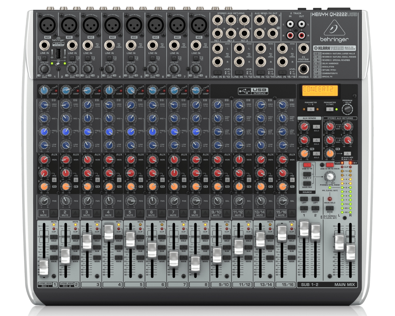 Behringer Xenyx QX2222USB Mixer with USB and Effects