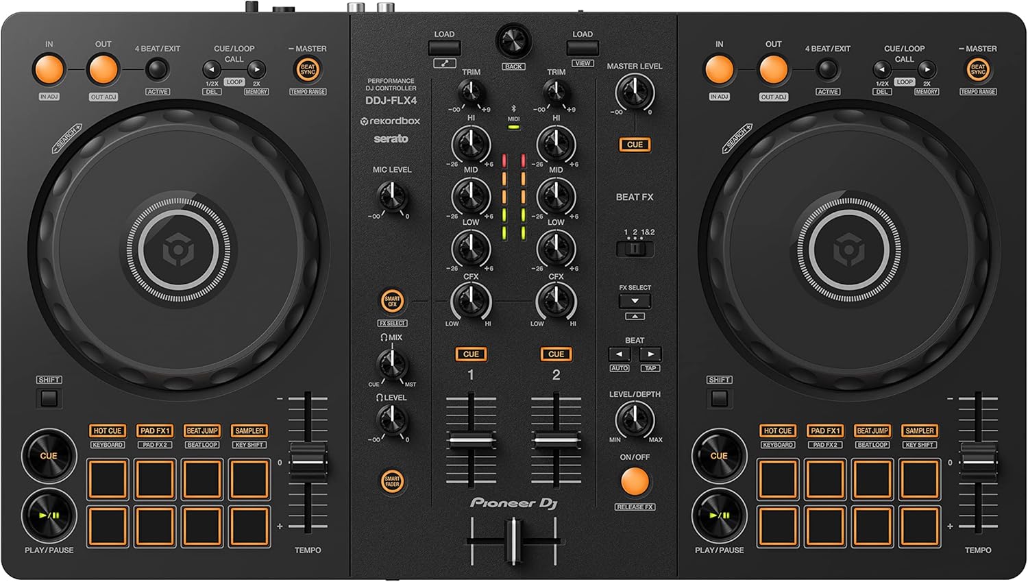 Pioneer DJ DDJ-FLX4 2-deck Rekordbox and Serato DJ Controller