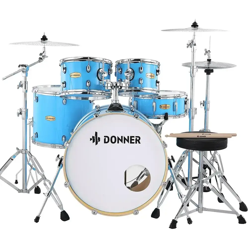 DDS-520  Donner Drum Set Adult with Practice Mute Pad,5-Piece 22 inch Full Size Acoustic Drum Kit,- DDS-520
