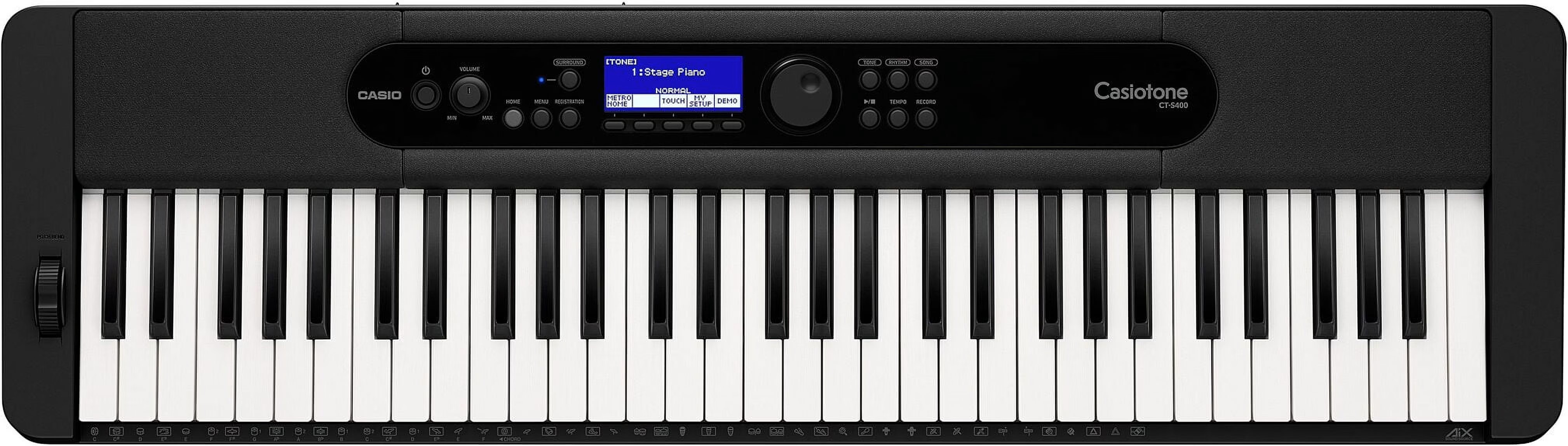 Casio Casiotone CT-S400 – 61-Key Touch-Responsive Portable Keyboard | AiX Sound, 600 Tones, 200 Rhythms, Pitch Bend, USB-MIDI, Surround Speakers, Chordana App Compatible
